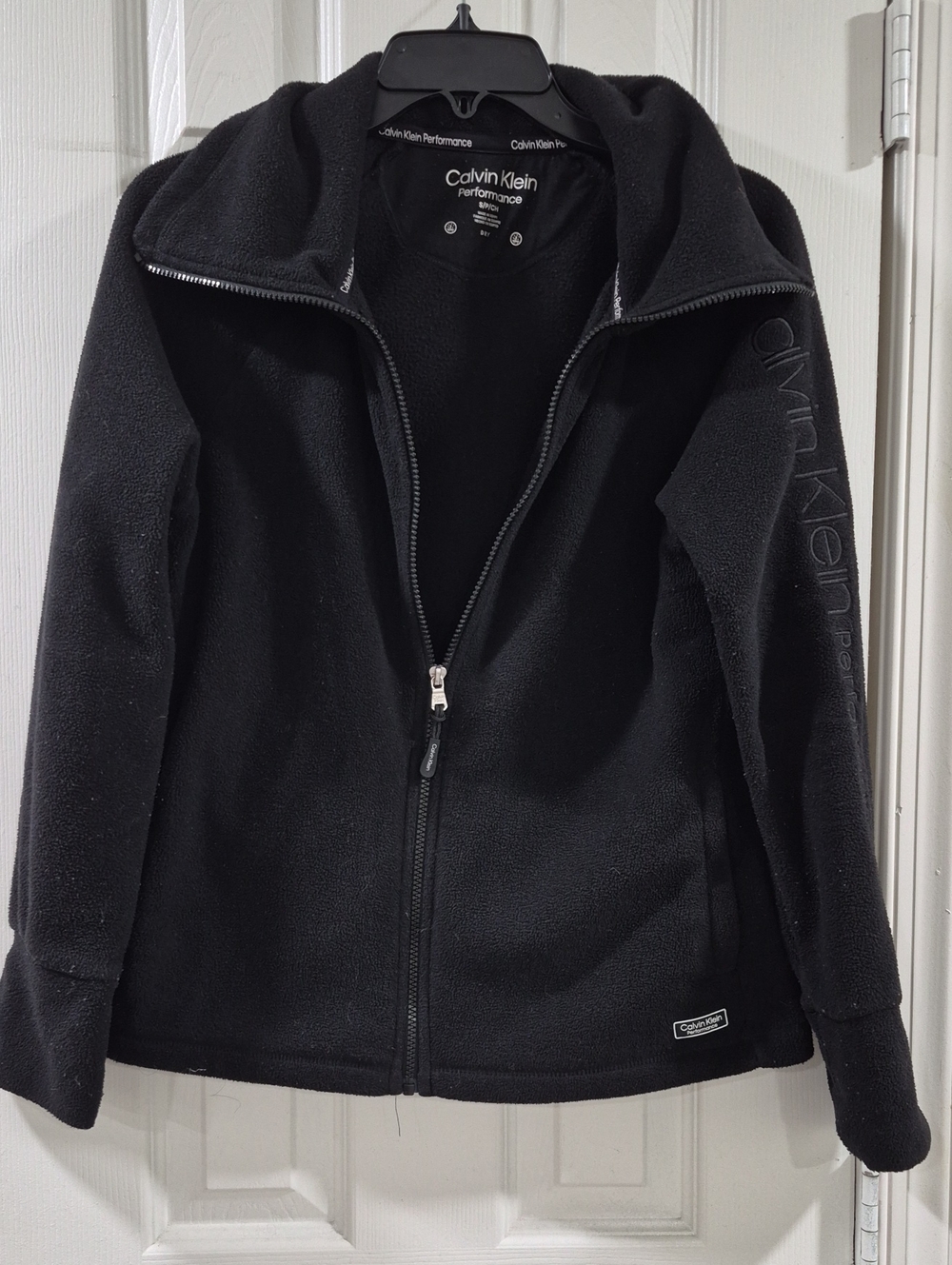 Calvin Klein Black Performance Fleece Utility Jacket with Hood